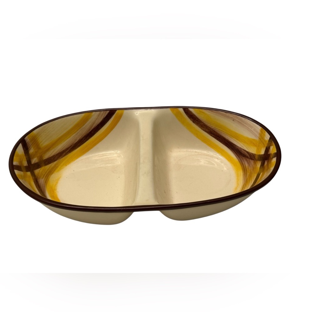 Vtg Metlox Poppytrail Vernonware Organdie Oval Divided Serving‎ Vegetable Bowl